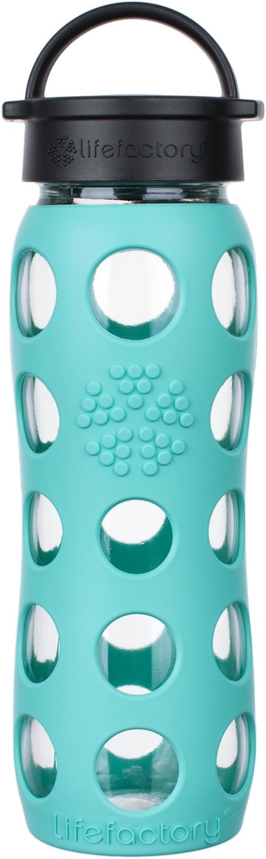 Lifefactory 22-Ounce Glass Water Bottle with Classic Cap and Protective Silicone Sleeve, Sea Green (LF230211C4)