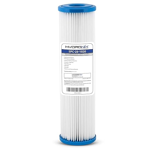 Hydronix SPC-25-1020 Universal Whole House Sediment Pleated Water Filter, Washable and Reusable, 2.5" x 10" - 20 micron