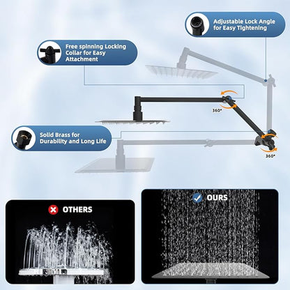 All Metal Rain Shower Head, 10” High Pressure Rainfall Shower Head with Handheld Spray, 10-Mode Powerful Cleaning Handheld Showerhead, 16" Stainless Steel Adjustable Extension Arm, Oil Rubbed Bronze
