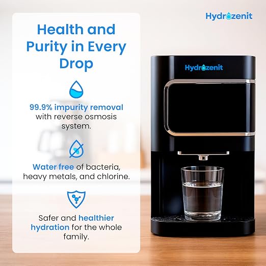 HYDROZENIT - Zenit Slim Water Dispenser | Compact Hot, Cold, Warm & Room Temperature | UV Filtration + LED Touch Panel | Compatible with Reverse Osmosis & Ultrafiltration | Ideal for Home & Office