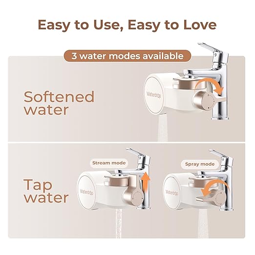 Waterdrop BFT1 Skincare Bathroom Sink Filter, Water Filter for Sink Faucet, 0.000001 mm, Reduces 99.9% Chlorine, Skin Redness & Scale Control, Water Softner, NSF Certified (1 Filter Included)
