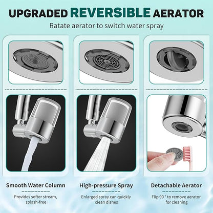 CECEFIN 720 Swivel Sink-Faucet Water-Filter - 22 Adapters Fit Most Bathroom/Pull Out Kitchen/RV Faucets, Tap Mount Water Filtration, Carbon Purifier Reduces 99% Chlorine, Last 528 Gallons Water