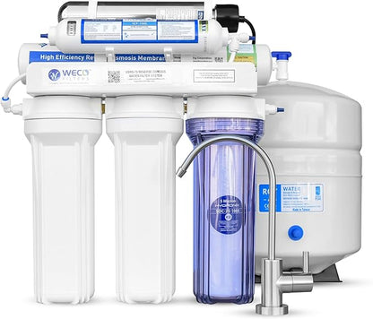 WECO VGRO Under Sink High Efficiency 75 Gallons Per Day Reverse Osmosis Drinking Water Filtration System with UV Post Treatment System & Installation Kit (VGRO-75UV)