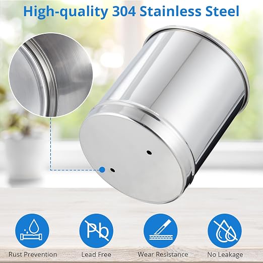 304 Stainless Steel Force Water Filter System – 2.25 Gallon Countertop Purifier – Dual Black Carbon Filters – Medium Version – USA Specification