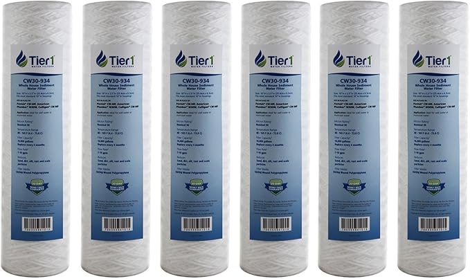 Tier1 30 Micron 10 x 2.5 Water Filter | String Wound Polypropylene Whole House Sediment Water Filter Cartridge | Replacement for Pentek CW-MF, 155187-43, W30W, RS3DS | 2.5 x 10 Water Filter (6-Pack)