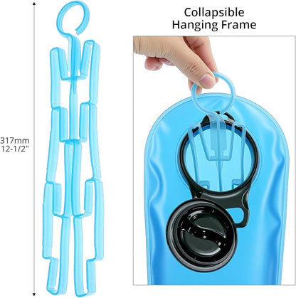 QWORK 4-Piece Hydration Bladder Cleaning Kit - Complete Backpack Reservoir Accessories Set with Brushes, Collapsible Drying Frame & Carrying Pouch