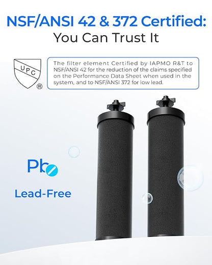 Waterdrop TK-FS Gravity Water Filter System, NSF/ANSI 42&372 Standard | Reduces Chlorine and Lead, Stainless-Steel Water System with 4 Filters, Sight Glass Spigot and Stand, 2.25G