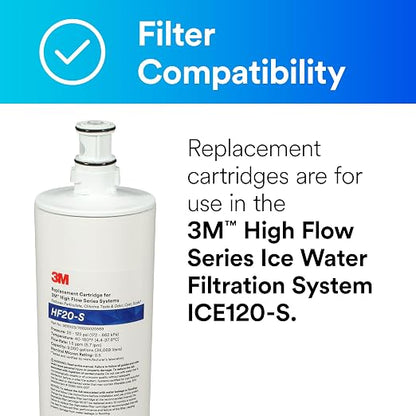 3M High Flow Series Filter Cartridge HF20-S | For ICE120-S System, Reduces Sediment, Chlorine Taste & Odor, Cyst, Scale, Microplastics