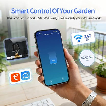 Owfeel WiFi Smart Water Valve, APP Remote Control, DN15 Ball Brass Water Valve, Compatible With Alexa, Google and Application Program iOS/Android, Only Supports 2.4 GHz WiFi (1/2")