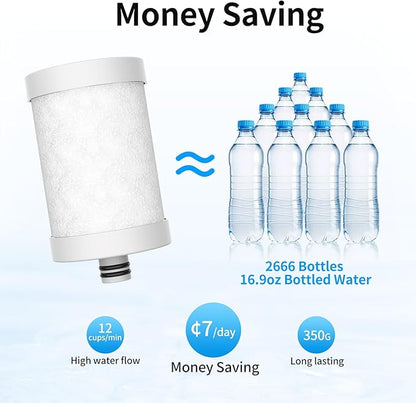 WINGSOL Replacement Filter Cartridge for Faucet Filter Compatibel with: WS-FM001-PAC/5in1/PC/CRM/(LED), WS-FM002-PAC/(LED), Carbon Fiber, 3 Pack