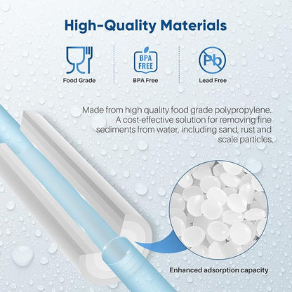 PUREPLUS 10 Micron 10" x 2.5" Whole House Sediment Home Water Filter Cartridge Replacement for Any 10 inch RO Unit, Culligan P5, Aqua-Pure AP110, Dupont WFPFC5002, CFS10, WHKF-G05, 4Pack