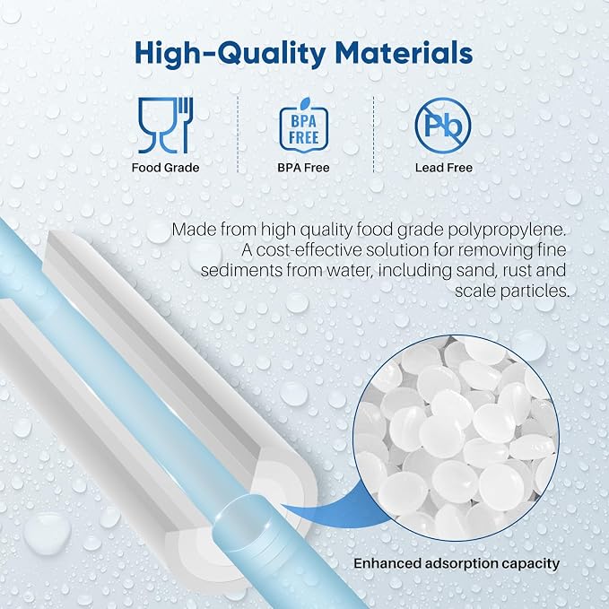 PUREPLUS 1 Micron 10" x 2.5" Whole House Sediment Home Water Filter Cartridge Replacement for Any 10 inch RO Unit, Culligan P5, Aqua-Pure AP110, Dupont WFPFC5002, CFS10, WHKF-G05, 4Pack