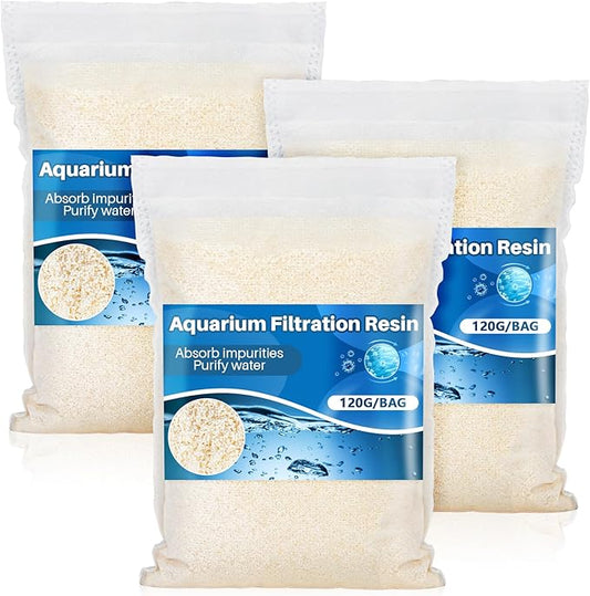 RAINFLOW Aquarium Resin - Organic Filtration Resin Remove Driftwood Tannins,Aquarium Filter Media Bags for Aquarium, Freshwater and Saltwater, Fish Tank,Trutle, Pond (3)