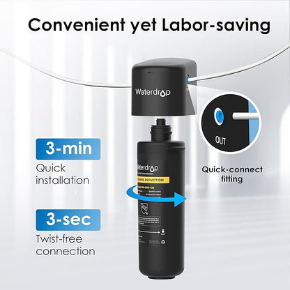 Waterdrop RF10-CM Water Filter Replacement for Waterdrop 10UB-CM/10UA/10UB Under Sink Water Filter, Reduces 99% Chloramine, Chlorine, Bad Taste & Odor, NSF/ANSI 42 Certified