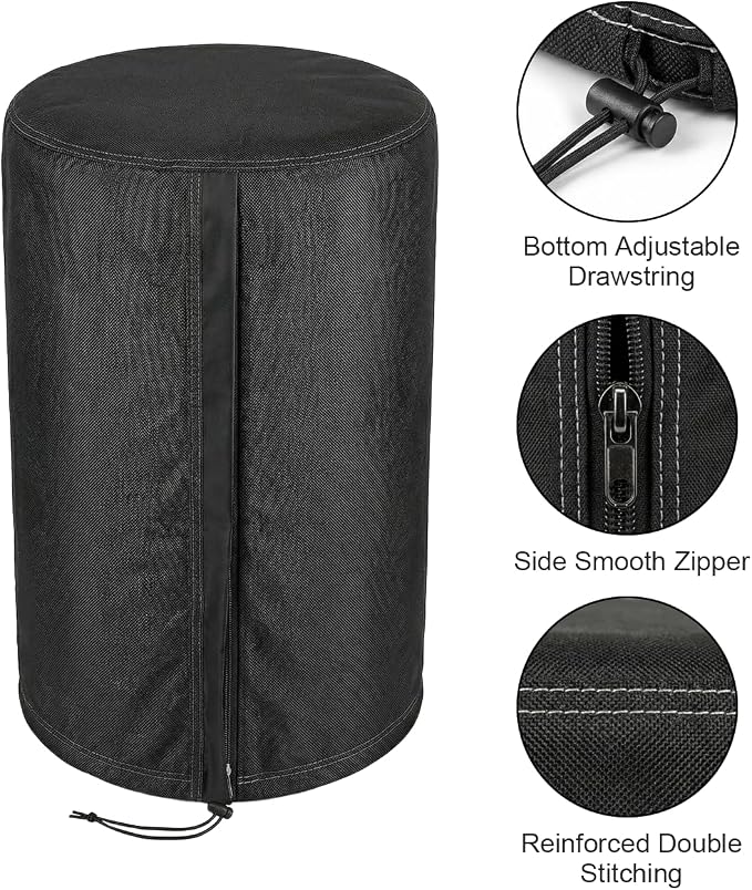 Deosk 18.5"X33" Cover For Water Softener Salt Brine Tank, Outdoor Waterproof Home Water Softener Storage Covers-Round Salt Brine Tank Protective Cover With Zipper And Adjustable Drawstring(Black)