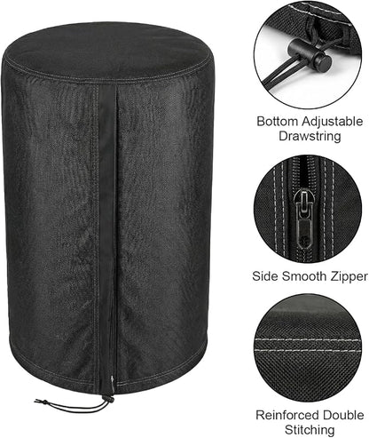 Deosk 18.5"X33" Cover For Water Softener Salt Brine Tank, Outdoor Waterproof Home Water Softener Storage Covers-Round Salt Brine Tank Protective Cover With Zipper And Adjustable Drawstring(Black)