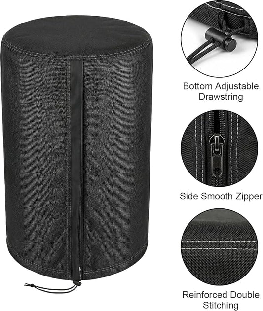 Deosk 18.5"X33" Cover For Water Softener Salt Brine Tank, Outdoor Waterproof Home Water Softener Storage Covers-Round Salt Brine Tank Protective Cover With Zipper And Adjustable Drawstring(Black)