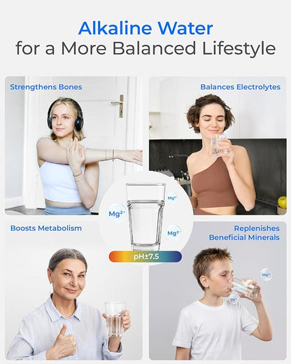 Waterdrop Alkaline Water Filter, Filter Replacement for Brita® Pitchers and Dispensers, 2 Months, Mineralized Alkaline Water, Increases Water PH, 3-pack