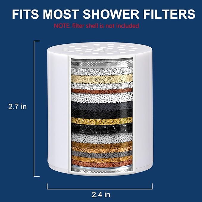 4-Pack 20 Stage Shower Filter Replacement Cartridge - Shower Head Filter Replacement Cartridge for Hard Water, Chlorine, Heavy Metals, High Output Shower Water Softener