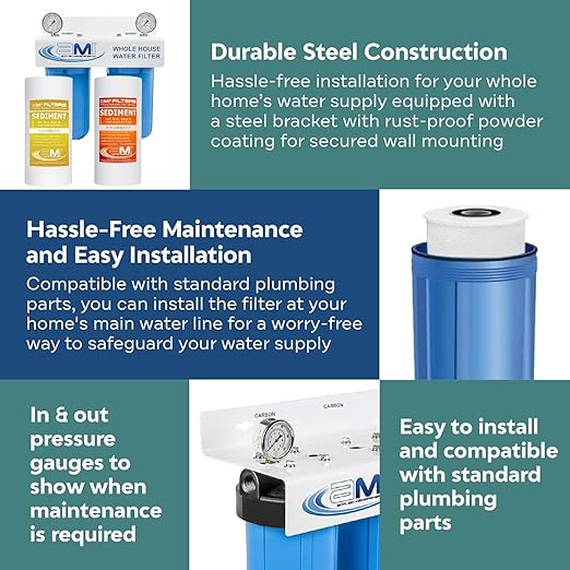 Applied Membranes Inc. 2-Stage Whole-House Water Filter System, 1-Micron and 5-Micron 4.5-Inch by 10 Fine-Sediment Filter Cartridges