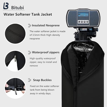 Bitubi Water Softener Neoprene Sweat Jacket, Outdoor Water Softener and Filter Tank Cover to Prevent Sweating, Water Softener Insulated Cover (10x44, Black)