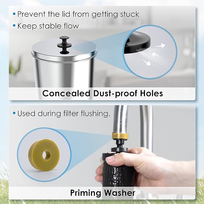 Waterdrop TK-A Gravity Water Filter System, NSF/ANSI 42&372 Standard, Reduces Lead and up to 98% of Chlorine, with 2 Black Carbon Filters and Metal Spigot for Home, Travel, 2.25G