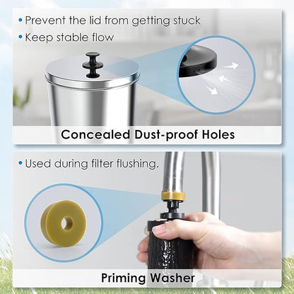 Waterdrop TK-A Gravity Water Filter System, NSF/ANSI 42&372 Standard, Reduces Lead and up to 98% of Chlorine, with 2 Black Carbon Filters and Metal Spigot for Home, Travel, 2.25G