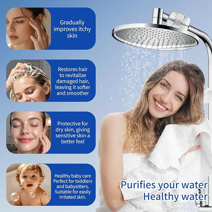 4pcs 30 Stage High Output Shower Filter Cartridge Replacement, Universal Hard Water Filter Cartridge for Shower Head with Enhanced Filtration