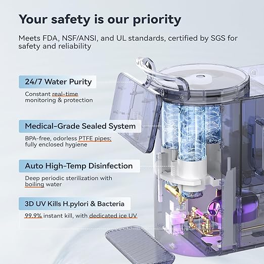 Y60AC（2nd Gen Cold & Hot Countertop Reverse Osmosis Water Mineralization System— Natural Mineral Activation, 10-Stage RO Filtration,Ultra Dual UV, Alkaline Water, 11-Temperature