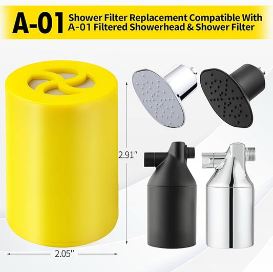 A-01 Shower Filter Replacement Compatible With Afina Filtered Showerhead & Shower Filter,For Hard Water Remove Chlorine And Other Impurities,2 Pack