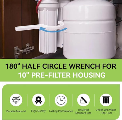 Water Filter Wrench Replacement for APEC Half 180° Filter Housing Wrench Fits Most 10" x 2.5" Undersink Housing Canisters, Compatible with APEC Water System Reverse Osmosis Filter Wrench