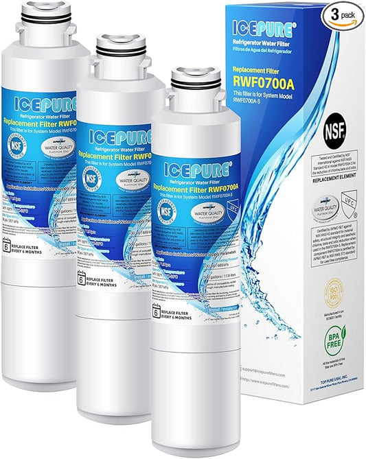 ICEPURE DA29-00020B Replacement for Samsung Water Filter HAF-CIN/EXP HAF-CIN DA29-00020B-1 RF28HMEDBSR RF263BEAESR RS25J500DSR RF263TEAESG RWF0700A HDX FMS-2 DA97-08006A-1 RF4287HARS RF28HFEDBSR 3PACK