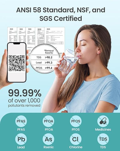 PPC Filter Replacement for Reinmoson RMS-WP-RO800 and CrispTaste CRS-RO800 Reverse Osmosis System Tankless Reverse Osmosis Water Filter, Reduces PFAS TDS, Under Sink RO System(CRS-RO800-PPC)