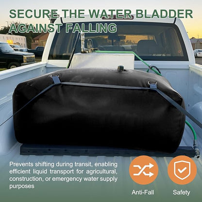100 Gallon Water Bladder, 1000D PVC Foldable Portable Water Tank, Black Large Capacity Water Bag Container for Garden, Drought Resistance, Fire Prevention, Emergency Supply