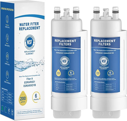 EDRARXD1 Water Filter Replacement, Compatible with Whirlpool EDRARXD1, Everydrop Filter A, EDRARXD1B, WRMF3636RZ, WRMF3636RW, WRMF3636RB, 2 Pack