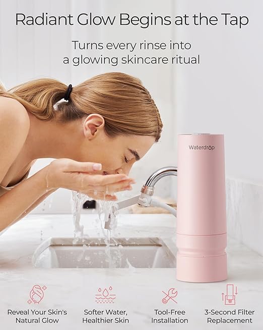 Waterdrop BFC3-Lite Skincare Face Washer Water Filter, Bathroom Sink Filter Water Faucet for Skin, Reduces 99% Chlorine, Nanoscale Deep Cleaning, Hydrate Deeply