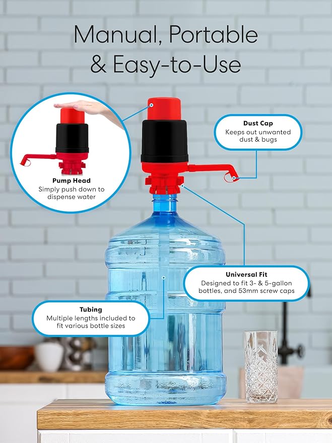 Brio Universal Manual Drinking Water Pump (Red/Black)