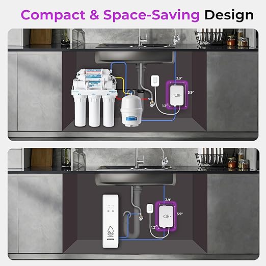 PureDrop PDR-UVF3 UV LED Water Filter for Under Sink Water Filter & RO Systems, Smart On/Off Switch, Long-Lasting Ultraviolet LED, Reduce up to 99.9% of Baçtёria