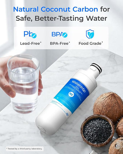 Waterdrop LT1000PC ADQ747935 MDJ64844601 Refrigerator Water Filter | Replacement for LG® LT1000P®/PC/PCS, ADQ74793501, ADQ74793502, 46-9980, 9980, LFXC24796S, LSFXC2496D, LMXS28626S, LMWS27626S