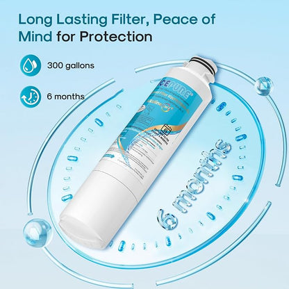 ICEPURE Alkaline DA29-00020B Refrigerator Water Filter Replacement for Samsung HAF-CIN/EXP HAF-CIN, DA29-00020A/B, DA29-00020B-1, 46-9101, RF28HMEDBSR, RF263BEAESR, HDX FMS-2, Enhances PH, 2Pack