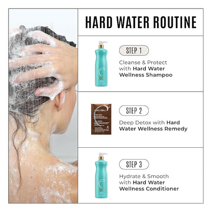 Malibu C Hard Water Wellness Shampoo - Hydrating, Sulfate-Free Hair Care for Hard Water - Removes Minerals and Buildup (33.8 oz)