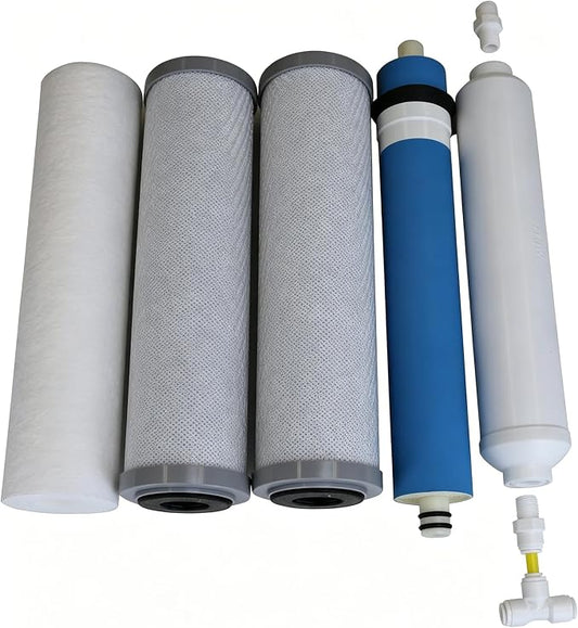Compatible APEC Ultimate Complete 5 stage high capacity filter set for model ROES-50, RO-45, RO-PUMP RO Reverse Osmosis systems, 100% compatible + instructions and free tech support, provided by Alton