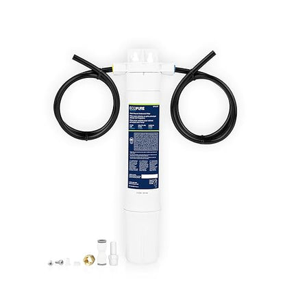EcoPure Main Faucet Under Sink Inline Water Filtration System (EPWUFF1) | NSF Certified | Reduces Chlorine, Sediment & Cysts | No Additional Faucet Required