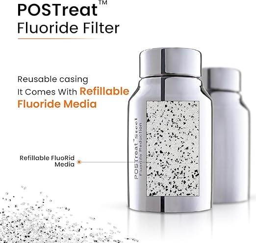 Phoenix Gravity - AISI 304 Stainless Steel 4.25 Gallon Water Filter System, NSF/ANSI 42 & 372 Certified 2 Carbon Filter Elements, 2 POSTreat Fluoride Reduction Filters & Free Stainless Steel Spigot