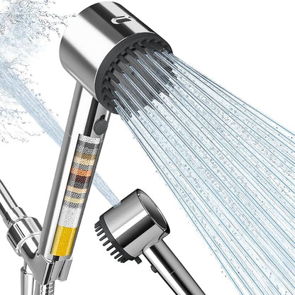 Cobbe Ion Drops Filtered Shower Head with Handheld, High Pressure 4+1 Spray Mode Showerhead with Filters, Built-in Power Wash for Hard Water - Remove Chlorine - Reduces Dry Itchy Skin, Chrome