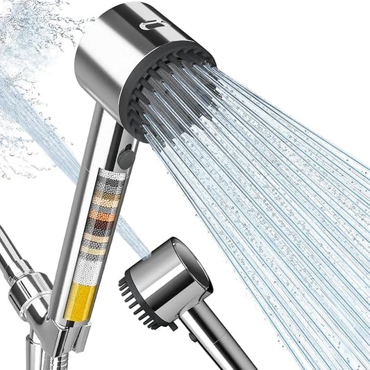 Cobbe Ion Drops Filtered Shower Head with Handheld, High Pressure 4+1 Spray Mode Showerhead with Filters, Built-in Power Wash for Hard Water - Remove Chlorine - Reduces Dry Itchy Skin, Chrome