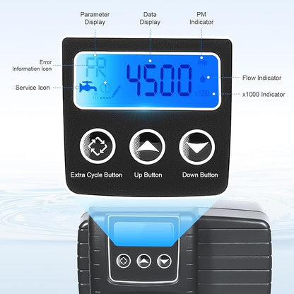 Water Softener Control Head,110V 3W Timer Water Softener Control Valve Backwash Head, 5600xstst Digital Control Valve Water Softener Head Replacement For Filter Resin Tanks, Black