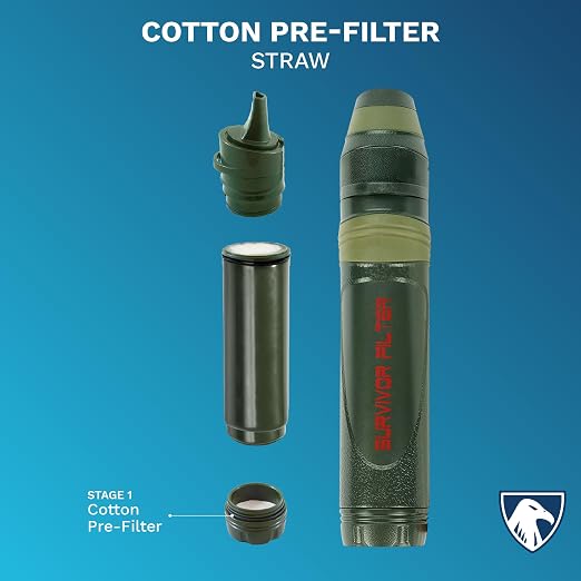 Survivor Filter - 20x Cotton Filter replacements | USA Tested - For Survivor Filter Portable Water Filter Straw L600