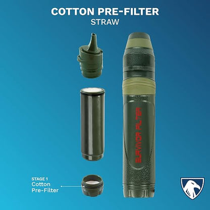 Survivor Filter - 20x Cotton Filter replacements | USA Tested - For Survivor Filter Portable Water Filter Straw L600