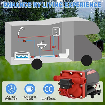 Nilight RV Water Pump 12v Diaphragm Pump 6.0 GPM 70 PSI with Pressure Switch & Strainer 12 Volt DC Heavy Duty Camper RV Pump Upgrade Self-Priming Low Noice for RV Marine Yacht Caravan Camper Trailer